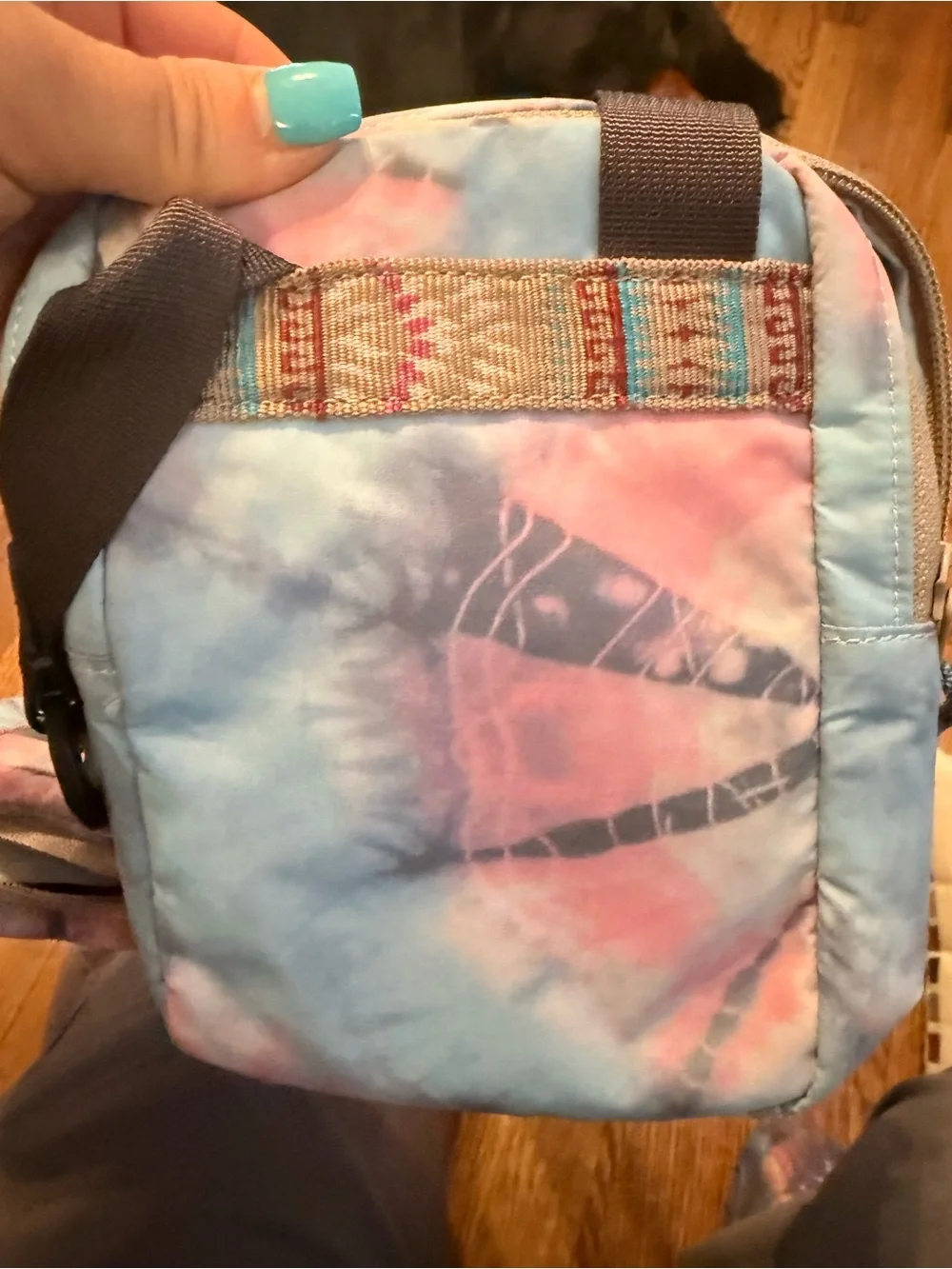 Kavu Pastel Tie-Dye Crossbody Bag with smaller bag attached